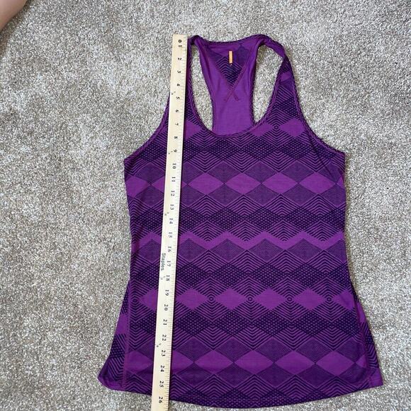 Lucy Brand purple & black diamond print athletic top dry wicking SZ SM - Picture 5 of 6